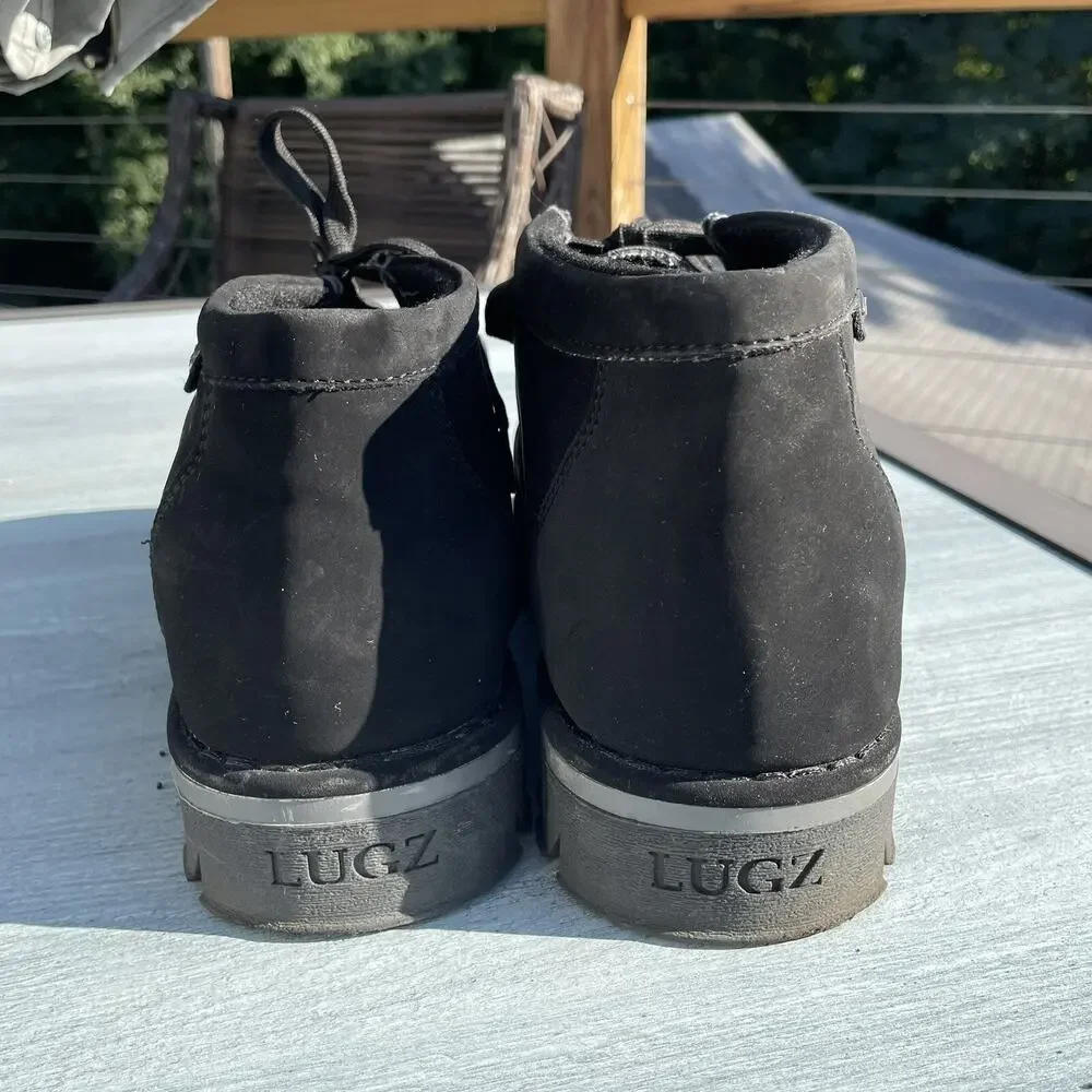 Lugz WALLY Chukka Boots Men’s 9.5 Black Nubuck Faux Suede Mid Ankle Lace Up